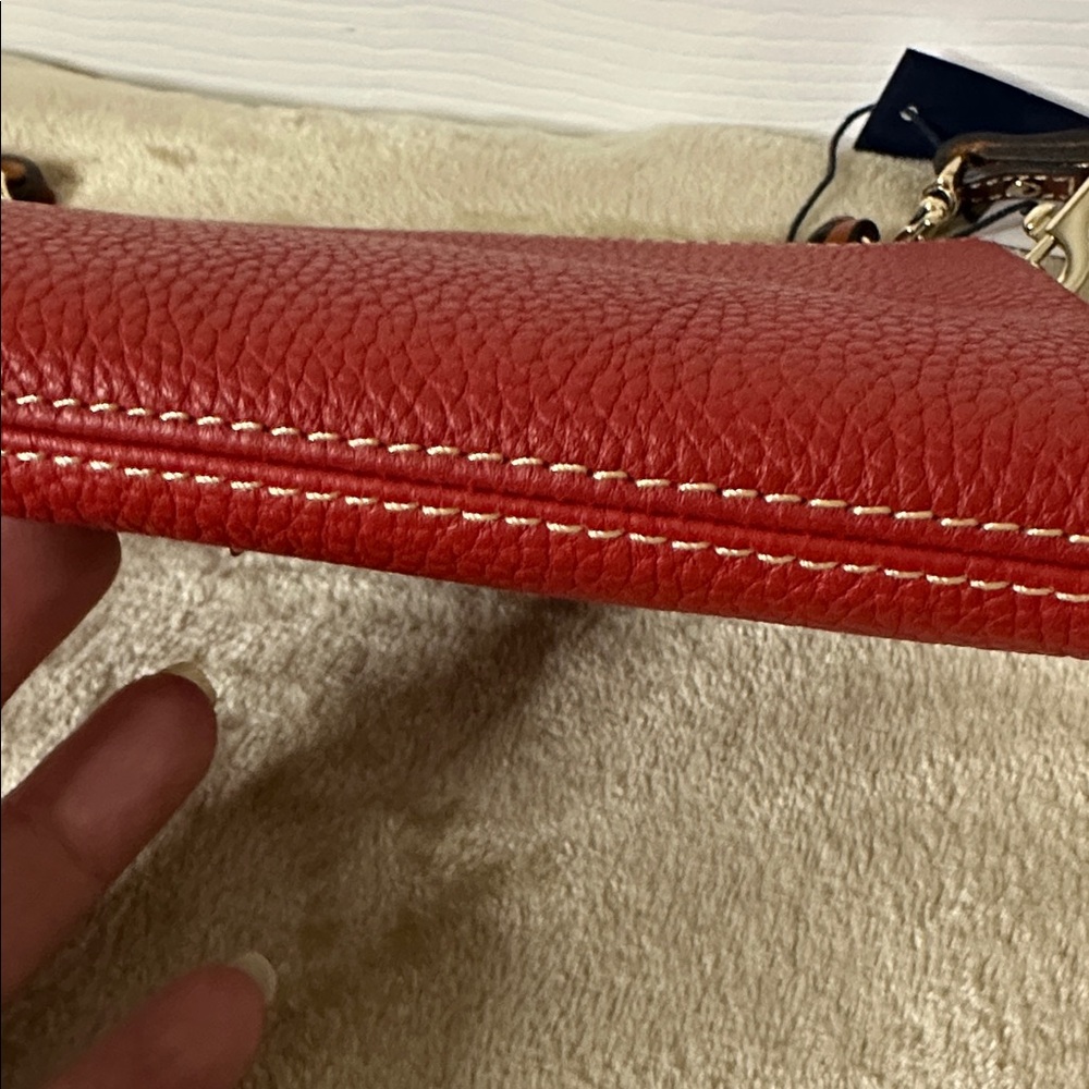 Dooney & Bourke Pebble Leather East/West Convertible Wristlet Crossbody Red NWT - Picture 10 of 13